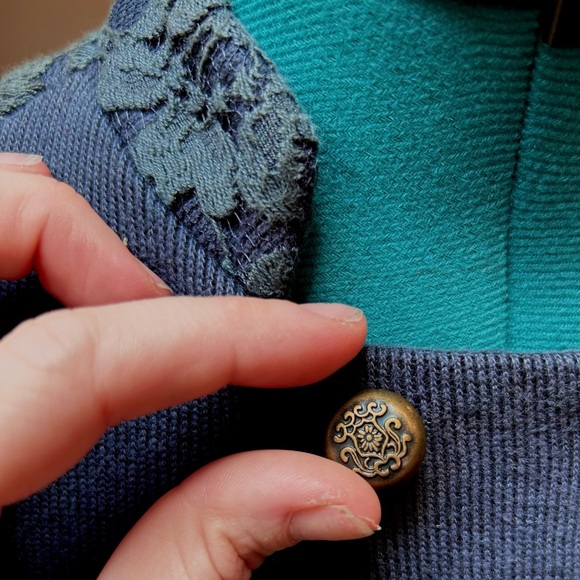 Free People Double Breasted Military Blazer Jacket w/ Lace Panels We The Free - Picture 6 of 13